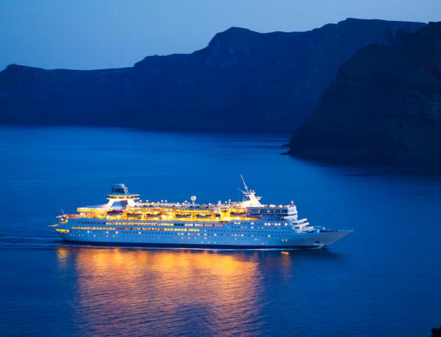 Luxury Cruise Ship at Sunset